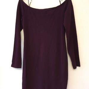 Express Dark Plum Off Shoulder Dress-Size M